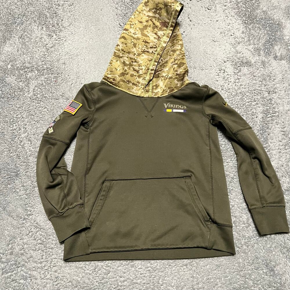 Nike Hoodie Kids Youth Small Minnesota Vikings Military Sweatshirt On Field Camo